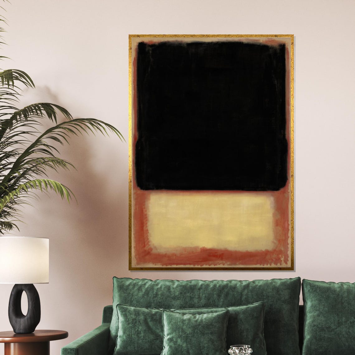 Stark Black and Cream Color Block Abstract Modern Art Poster