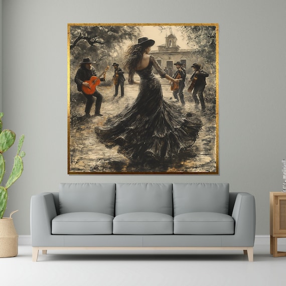 Flamenco Dancer Spanish Music Art Print, Dance Scene