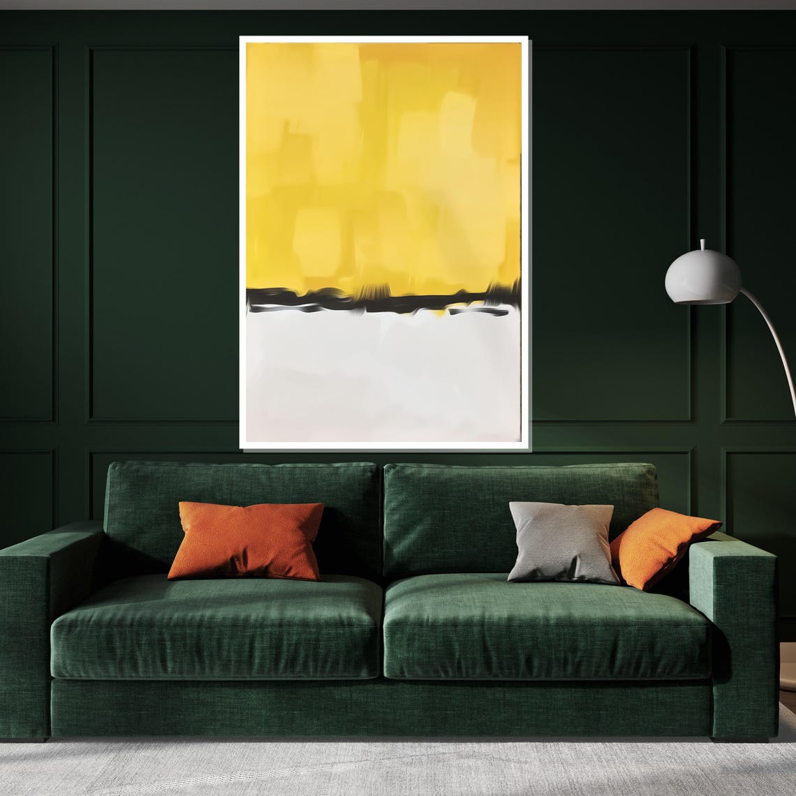 Yellow Color Field Black Horizon Line Modern Minimalist Print - Image 3