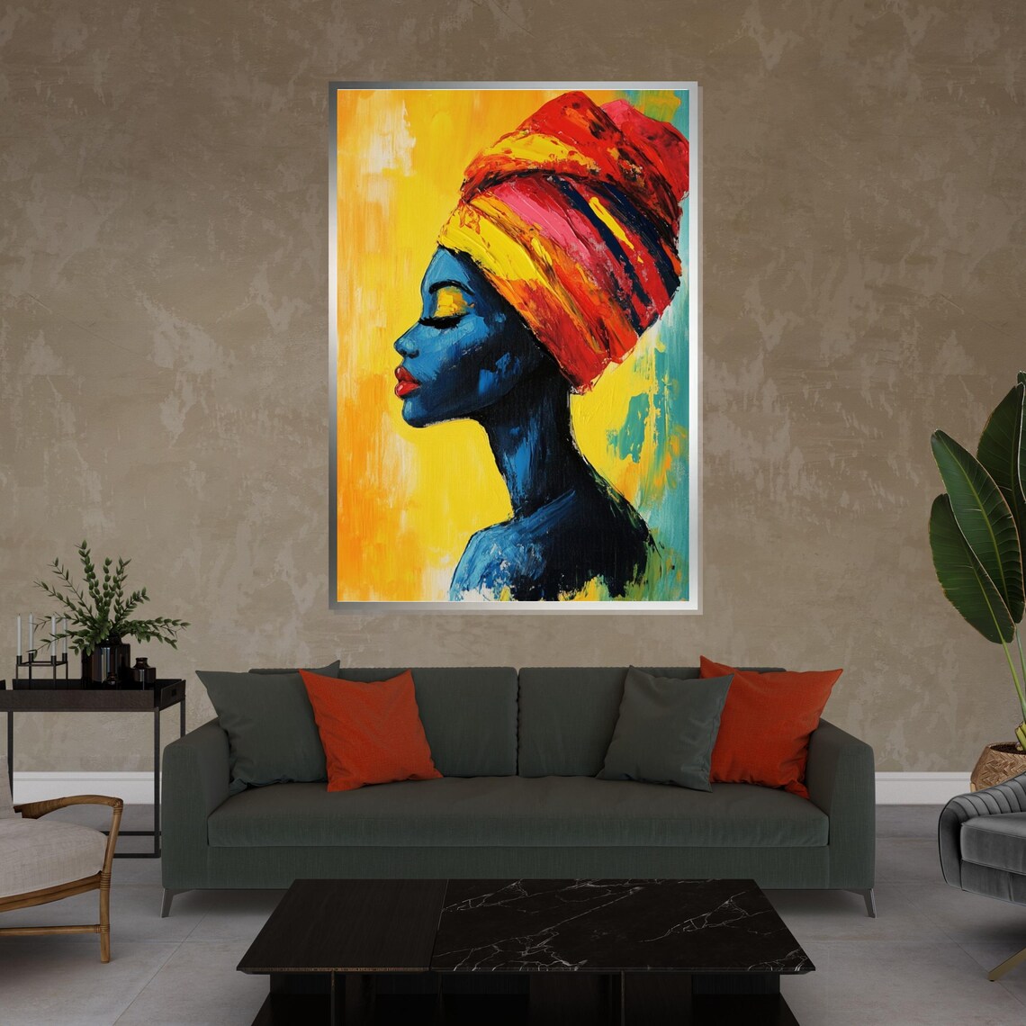 Vibrant Woman Colorful Turban Abstract Profile Beauty Art Poster - Image 4