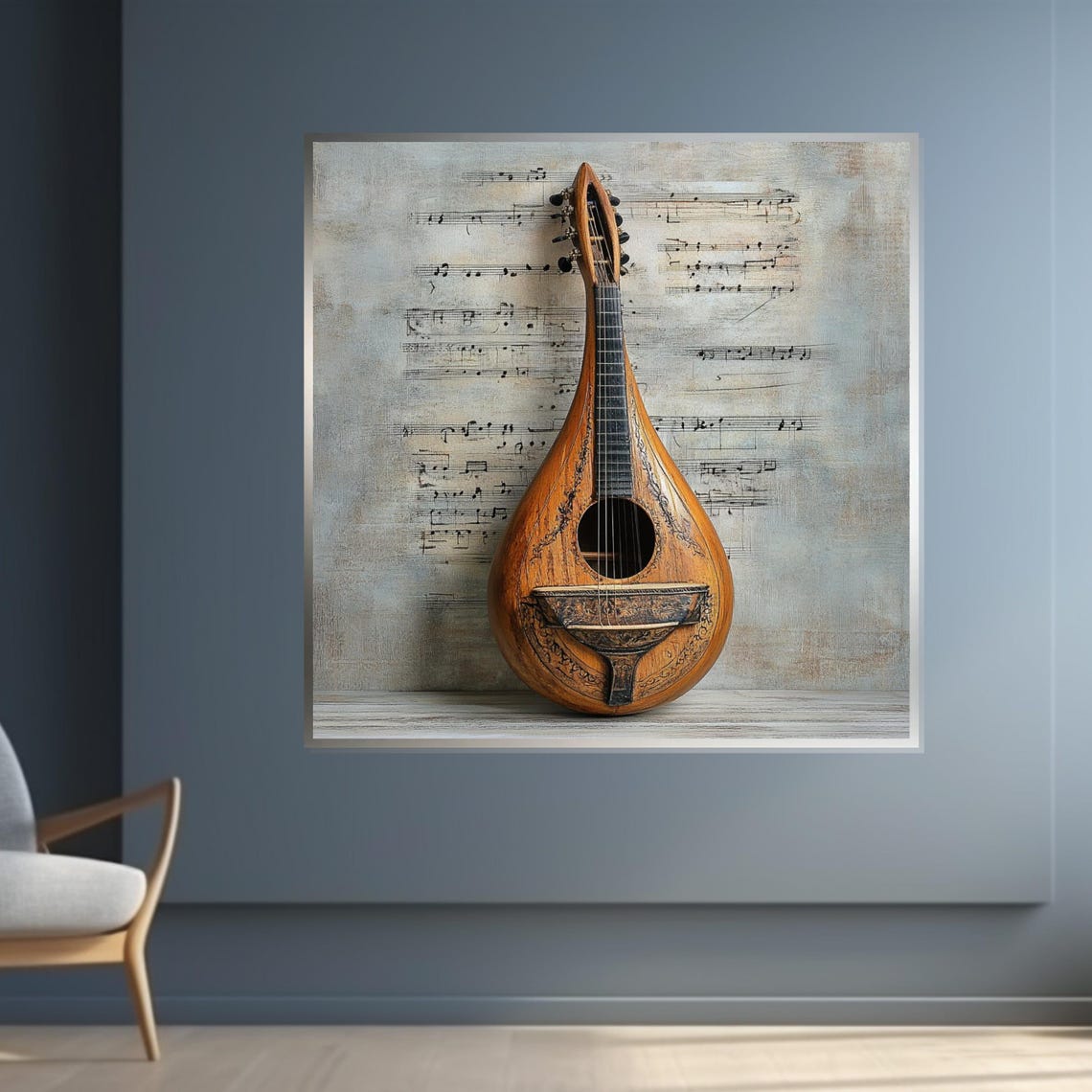 Vintage Mandolin Sheet Music Rustic Wooden Instrument Poster - Image 4