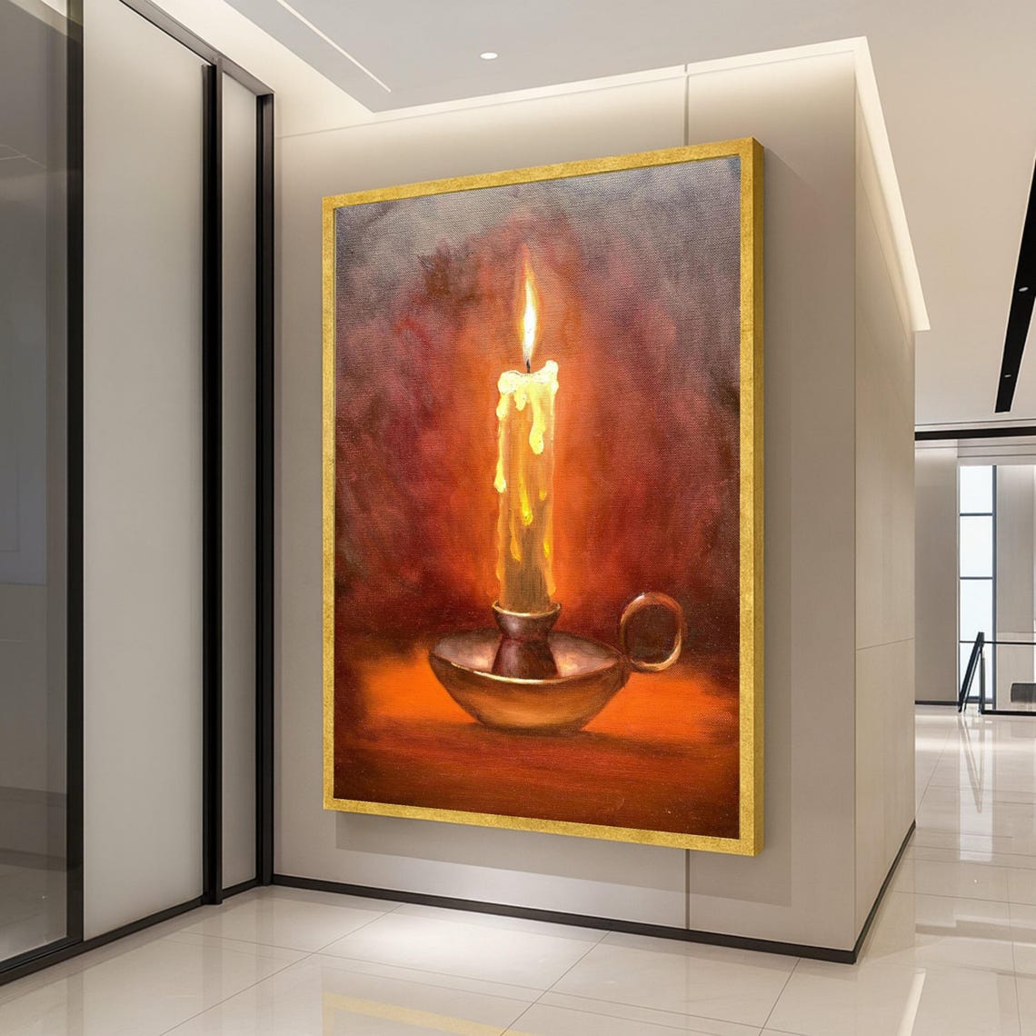 Vintage Candle Holder Melting Wax Warm Candlelight Art Poster