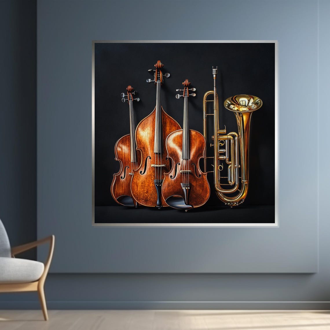 Classical Violin Cello and Tuba on Black Elegant Music Poster - Image 4