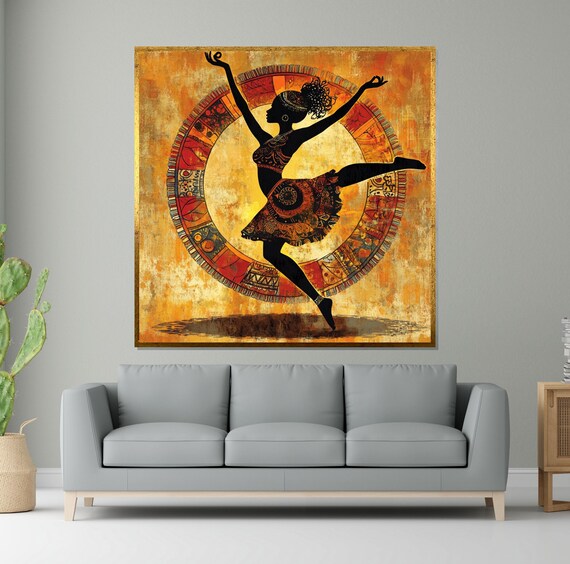 African Dance Silhouette Cultural Art Print Ethnic Wall Art Vibrant Dance Poster Wall Art Design Ready To Hang Decor