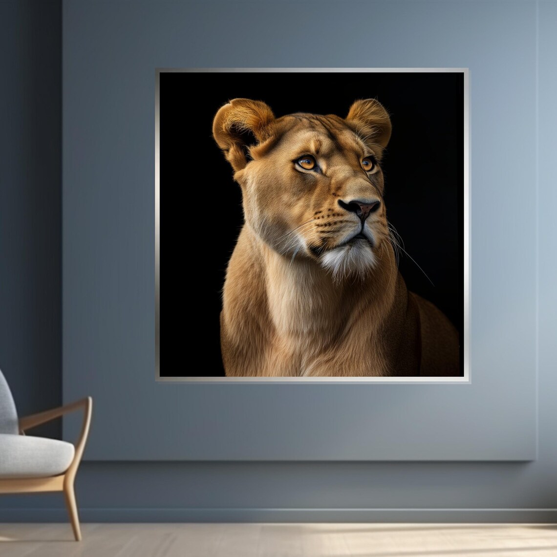Lioness Portrait Black Background Regal Majestic Wildlife Art Poster - Image 4