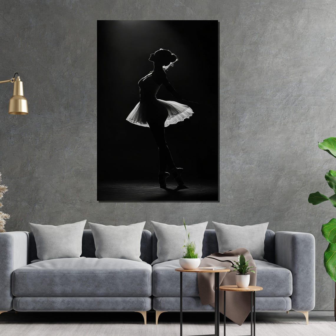 Ballerina Lit By Single Spotlight Deep Black Stage Drama Poster - Image 2