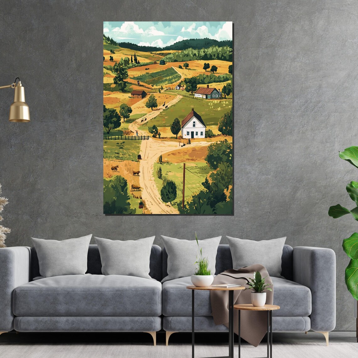 Rustic Countryside Farm With Dirt Road Vintage Pastoral Poster - Image 2