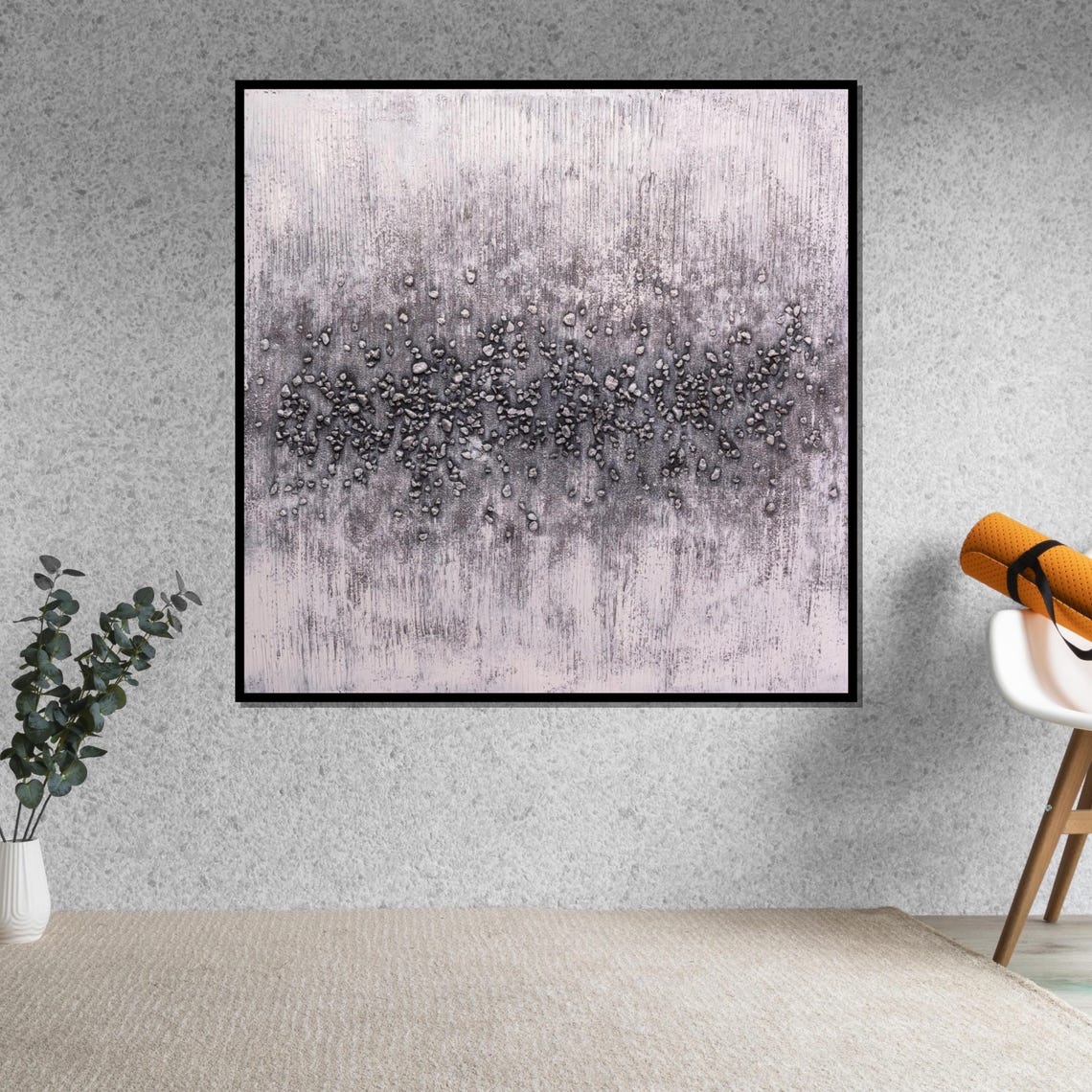 Monochrome Gray Textured Abstract Minimalist Stone Neutral Print - Image 5