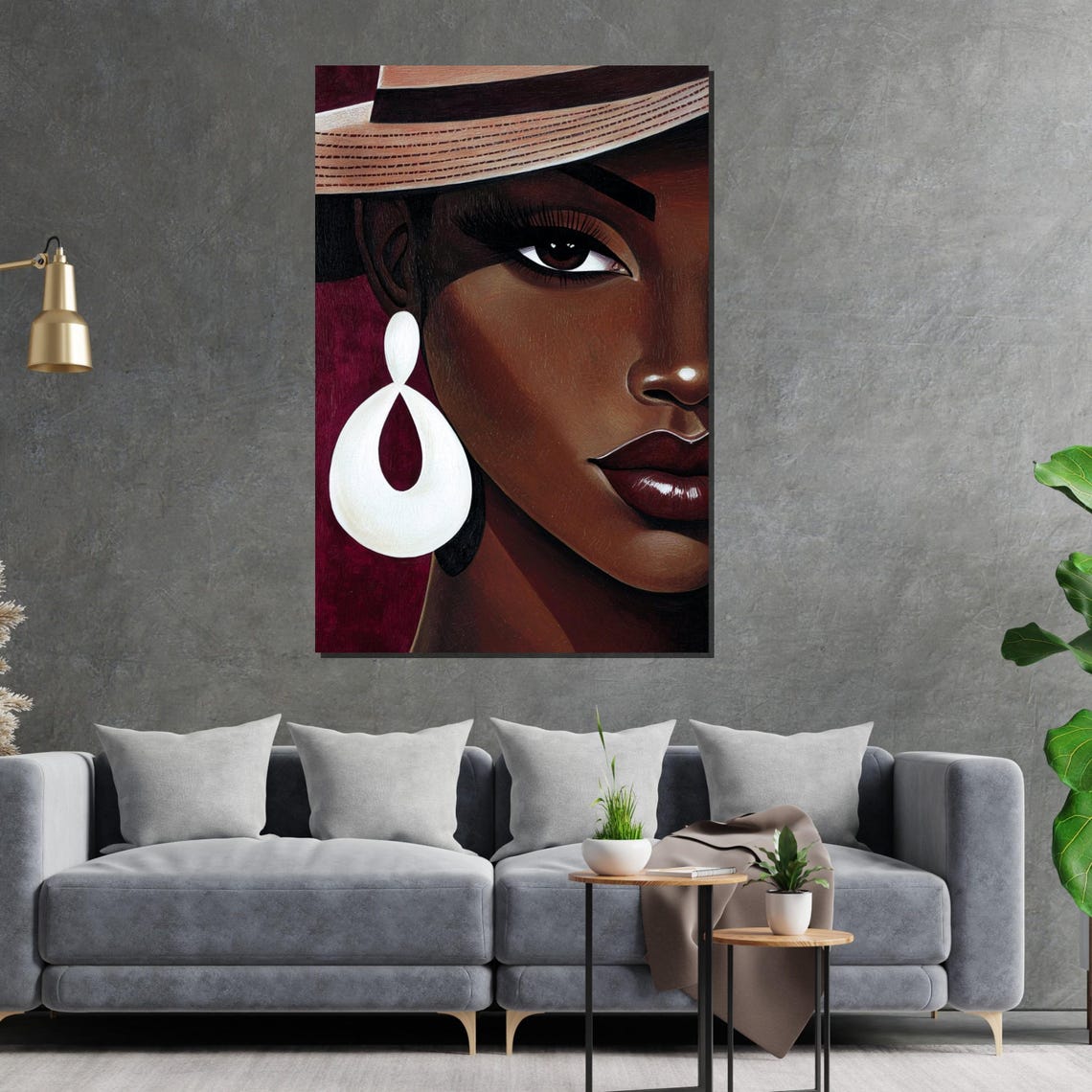 Striking Portrait Of Woman In Hat With Statement Earring Style Poster - Image 2