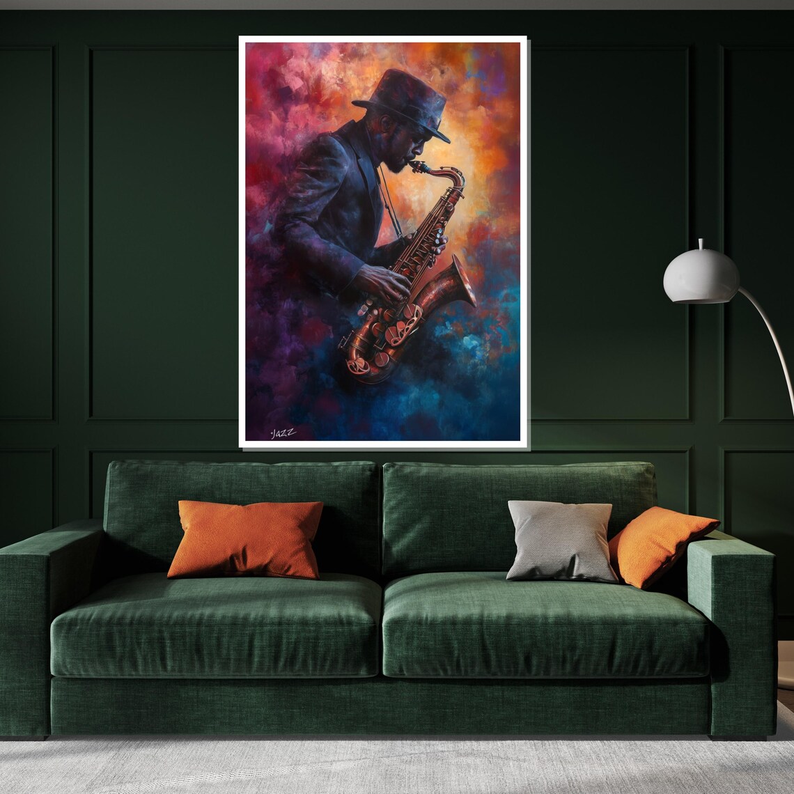 Jazz Saxophone Player Swirling Smoke Colorful Club Music Poster - Image 3