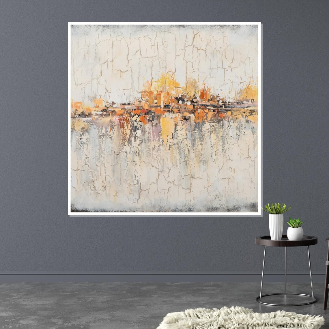 Earth Tone Abstract Landscape Crackled Texture Neutral Art Poster - Image 3