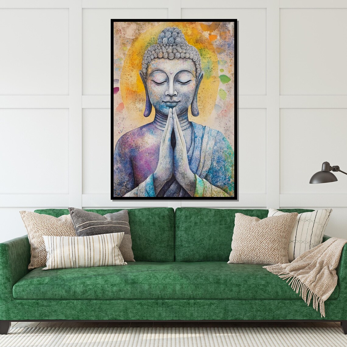 Watercolor Buddha Praying Hands Pastel Soft Spiritual Art Poster - Image 5