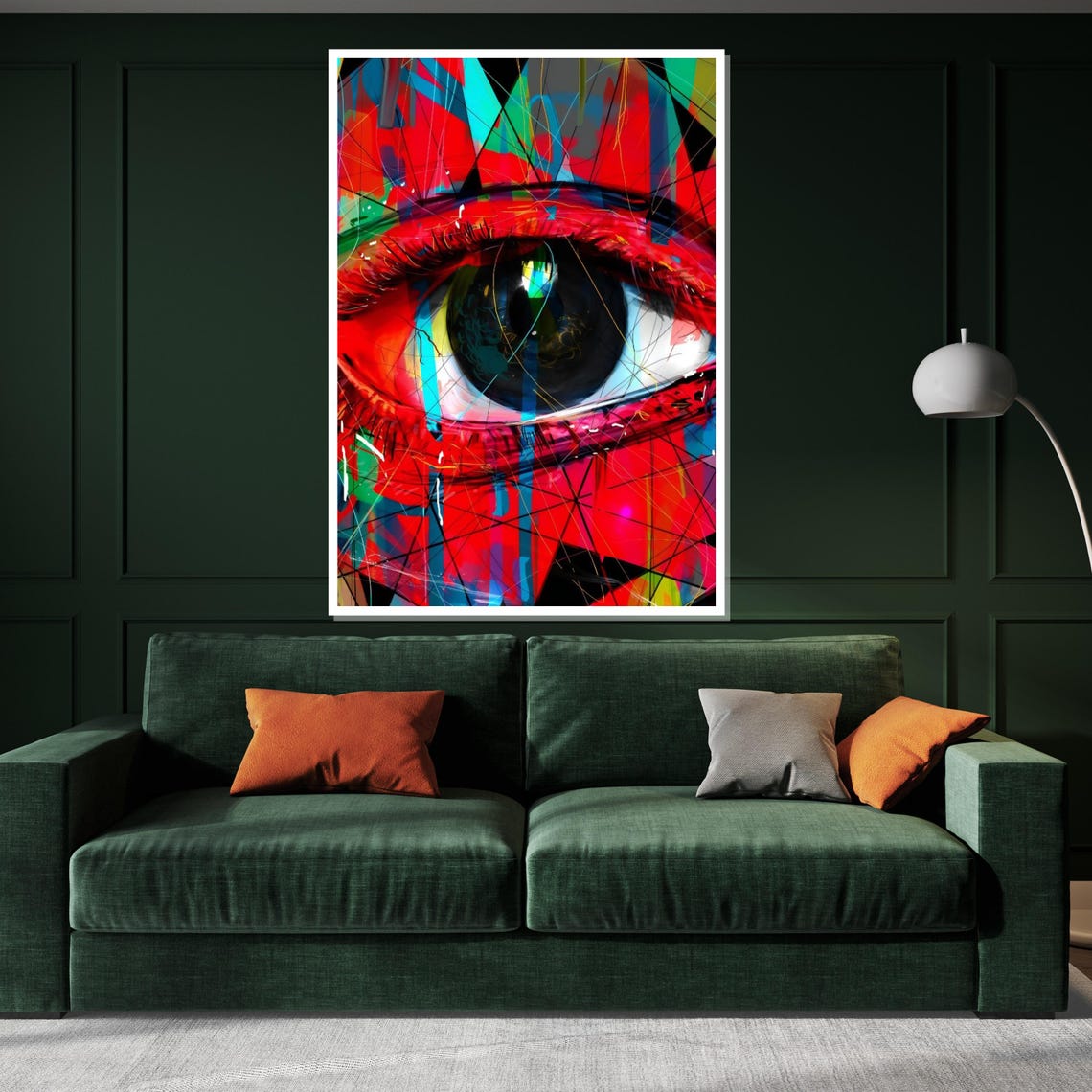 Vibrant Abstract Eye Close Up Red Blue Graffiti Geometric Art Poster - Image 3