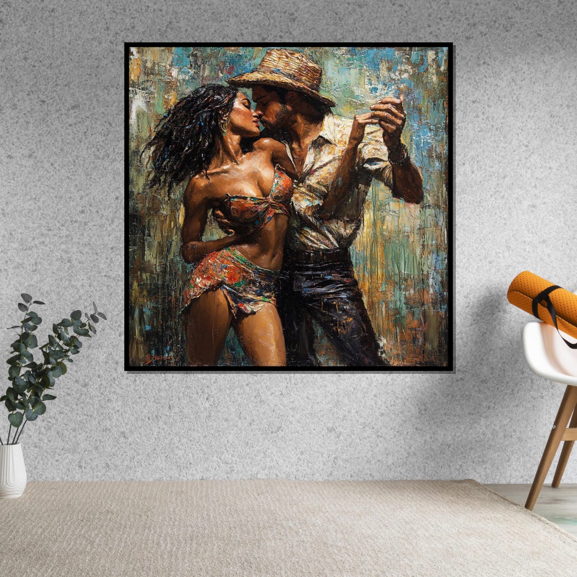 Sensual Salsa Dance Couple Straw Hat Latin Romance Art Poster - Image 5
