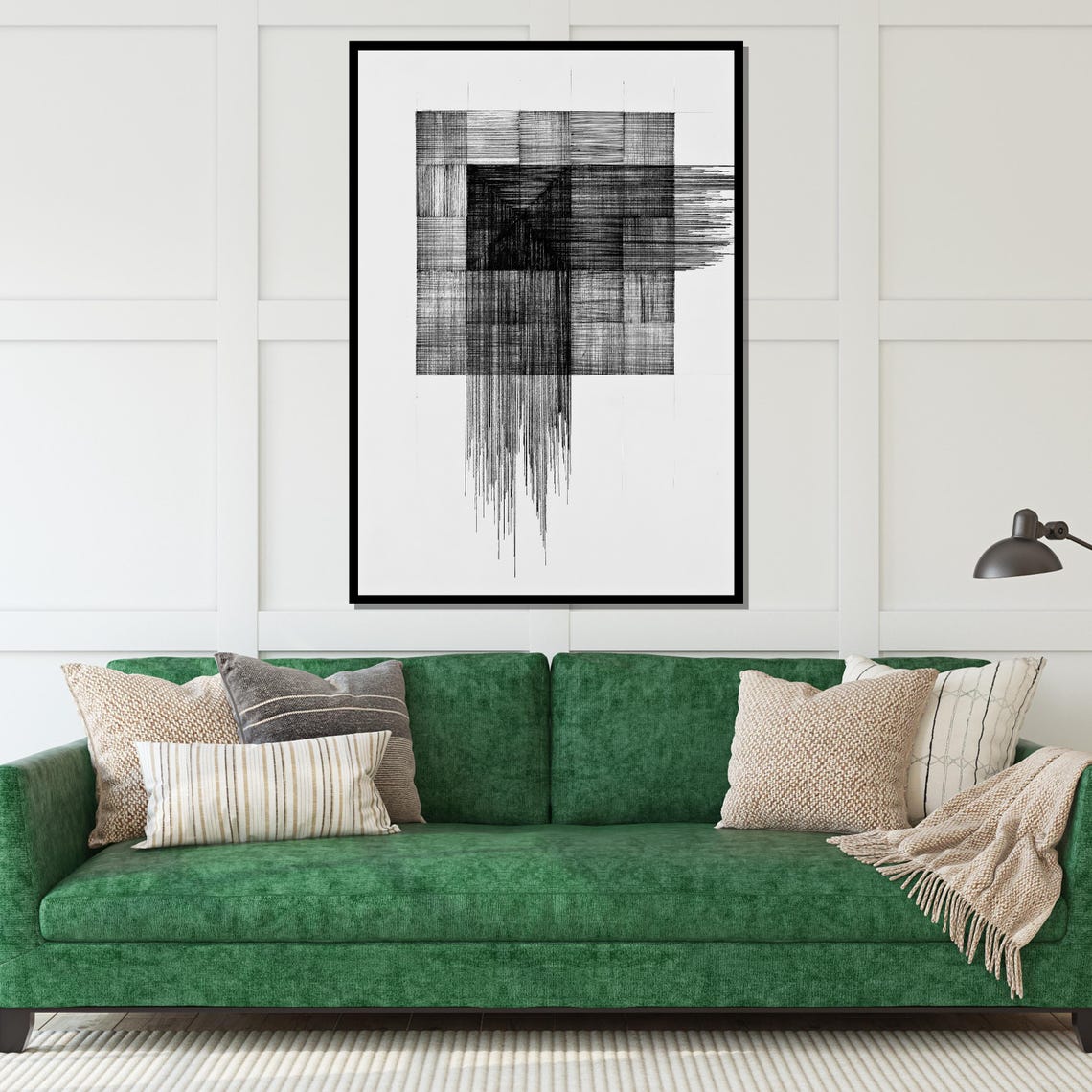 Black Grid Geometric Pattern Drip Minimalist Modern Art Poster - Image 4