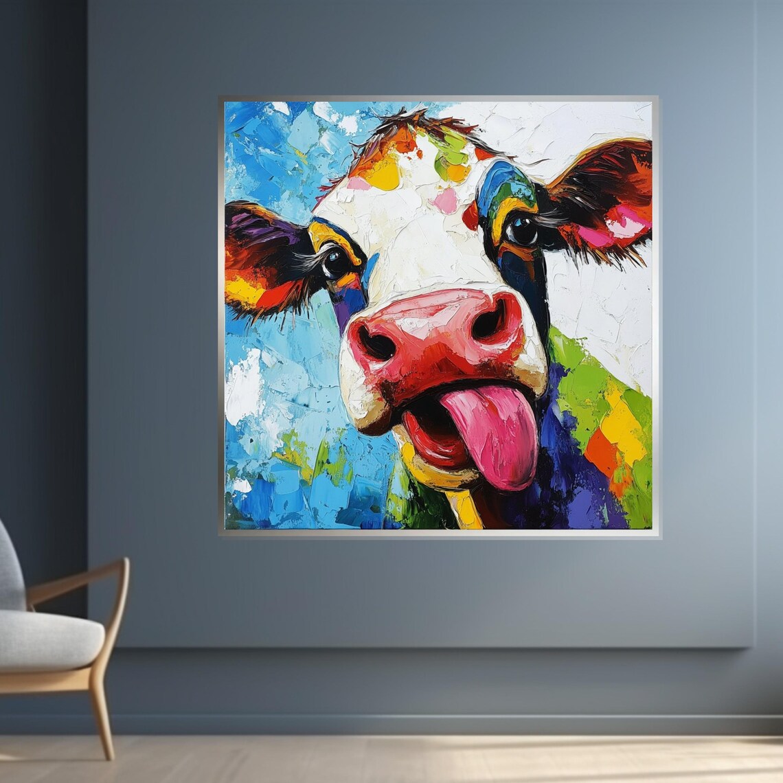 Colorful Cow Art, Whimsical Farm Animal Print - Image 4