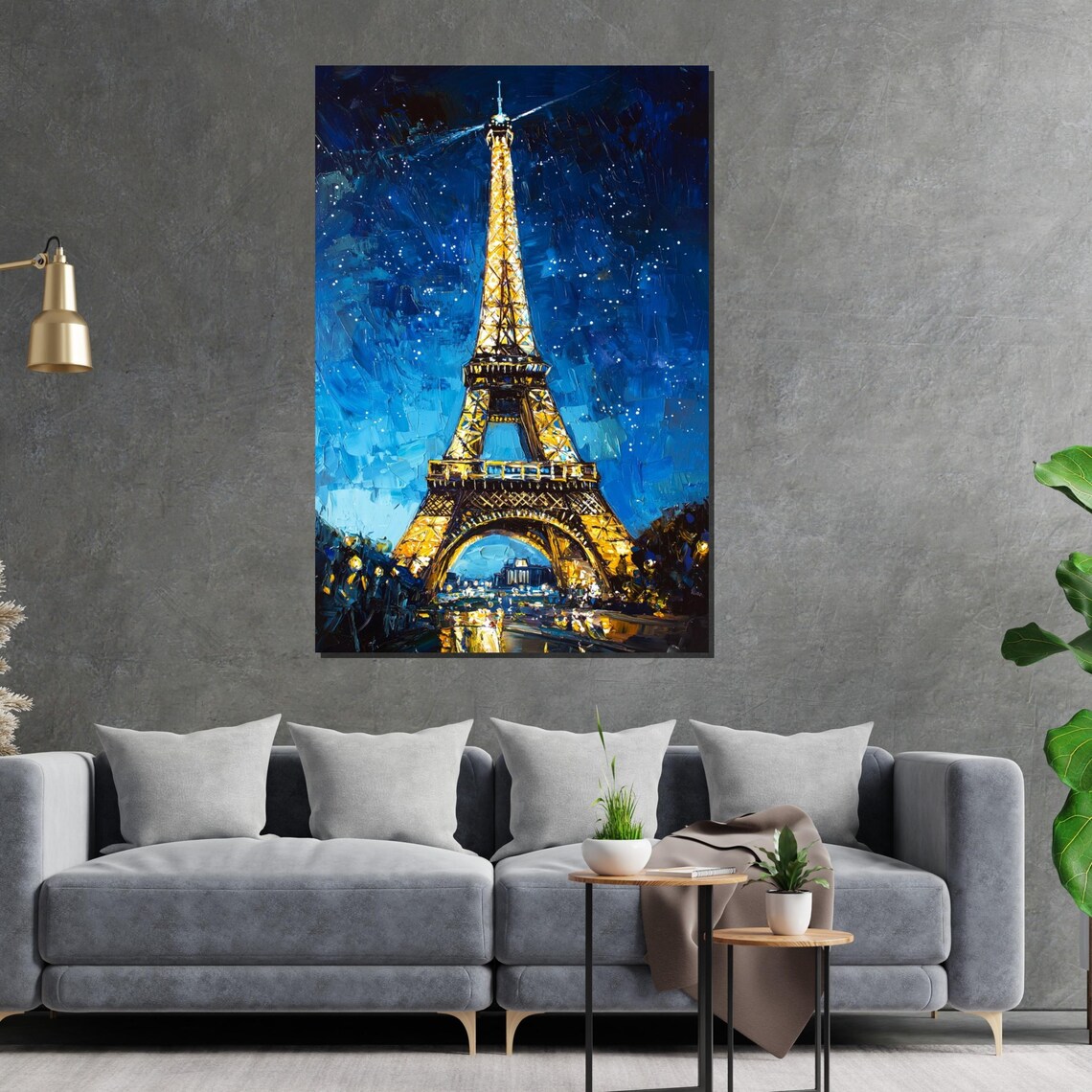 Eiffel Tower Night Paris Art Print, Cityscape - Image 2