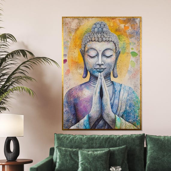Serene Buddha Meditative Buddha Art Tranquil Wall Art Spiritual Design Ready To Hang Home Decoration