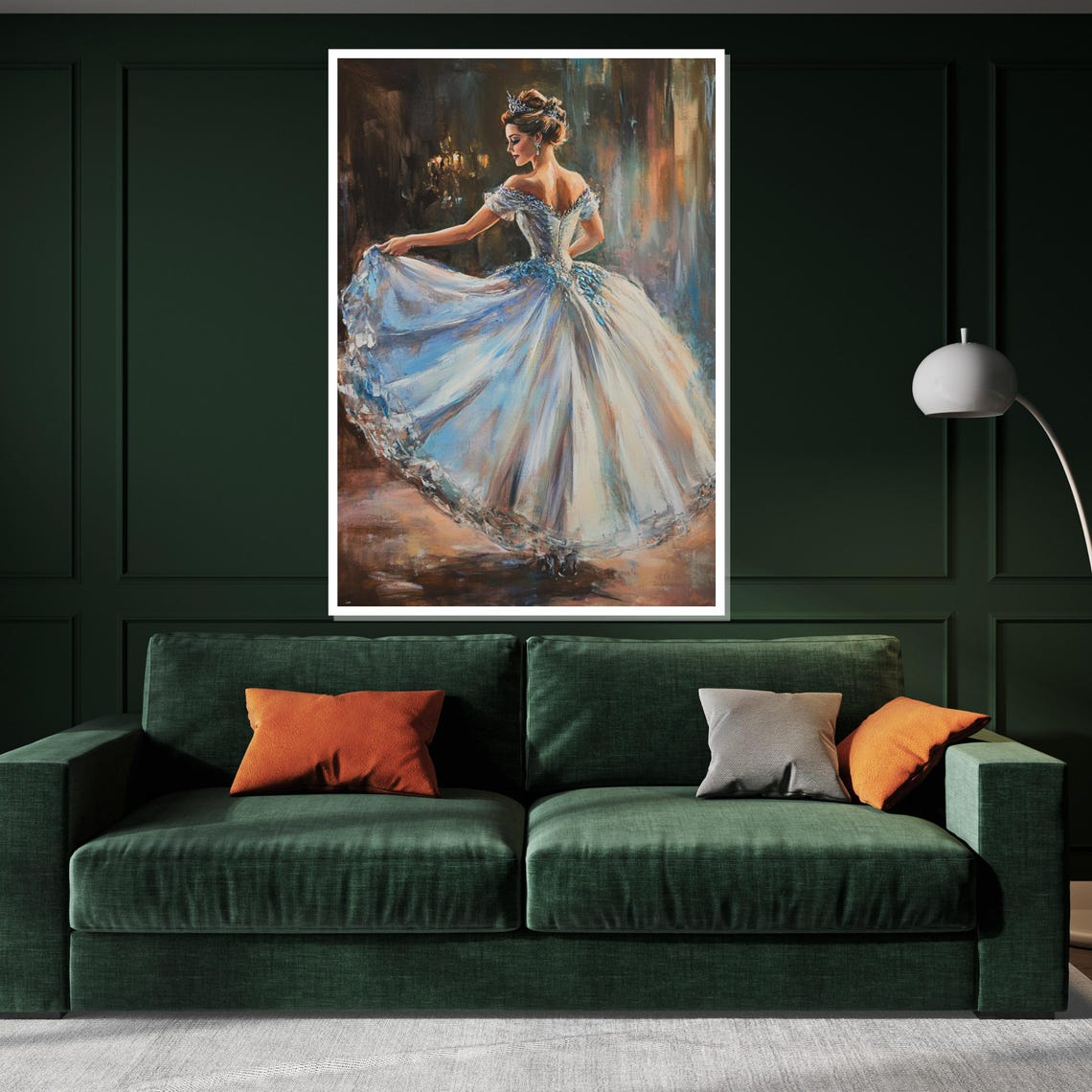 Ballerina Twirling Shimmering Blue Gown Elegant Dance Poster - Image 3