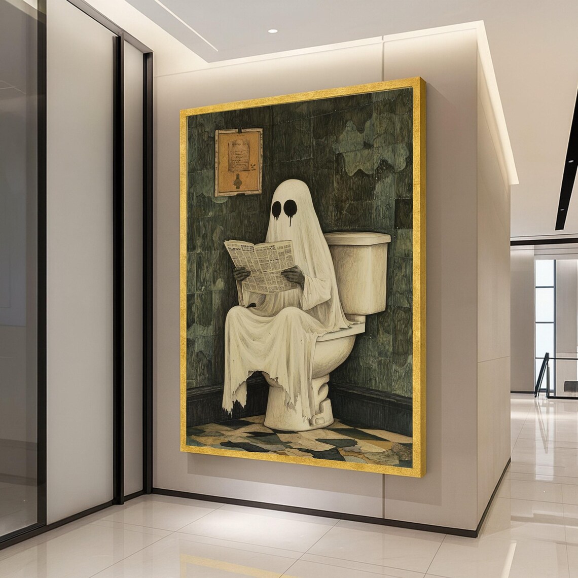 Funny Halloween Bathroom Decor, Humorous Wall Art Print