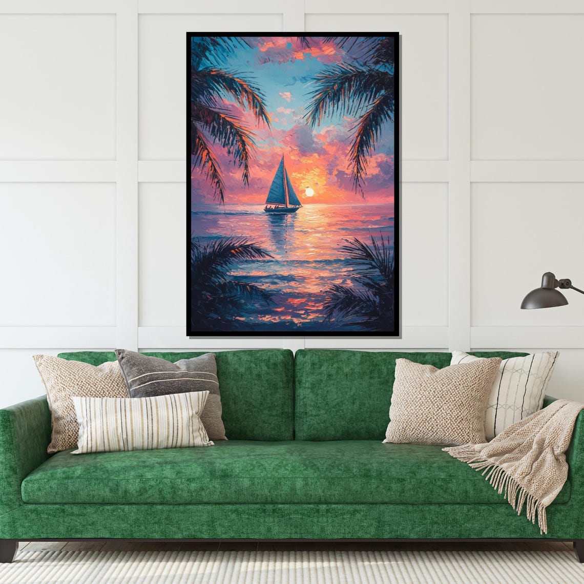 Sunset Sail Ocean Art Tropical Seascape Wall Art Beach Sunset Wall Art Design Ready To Hang Decor - Image 5