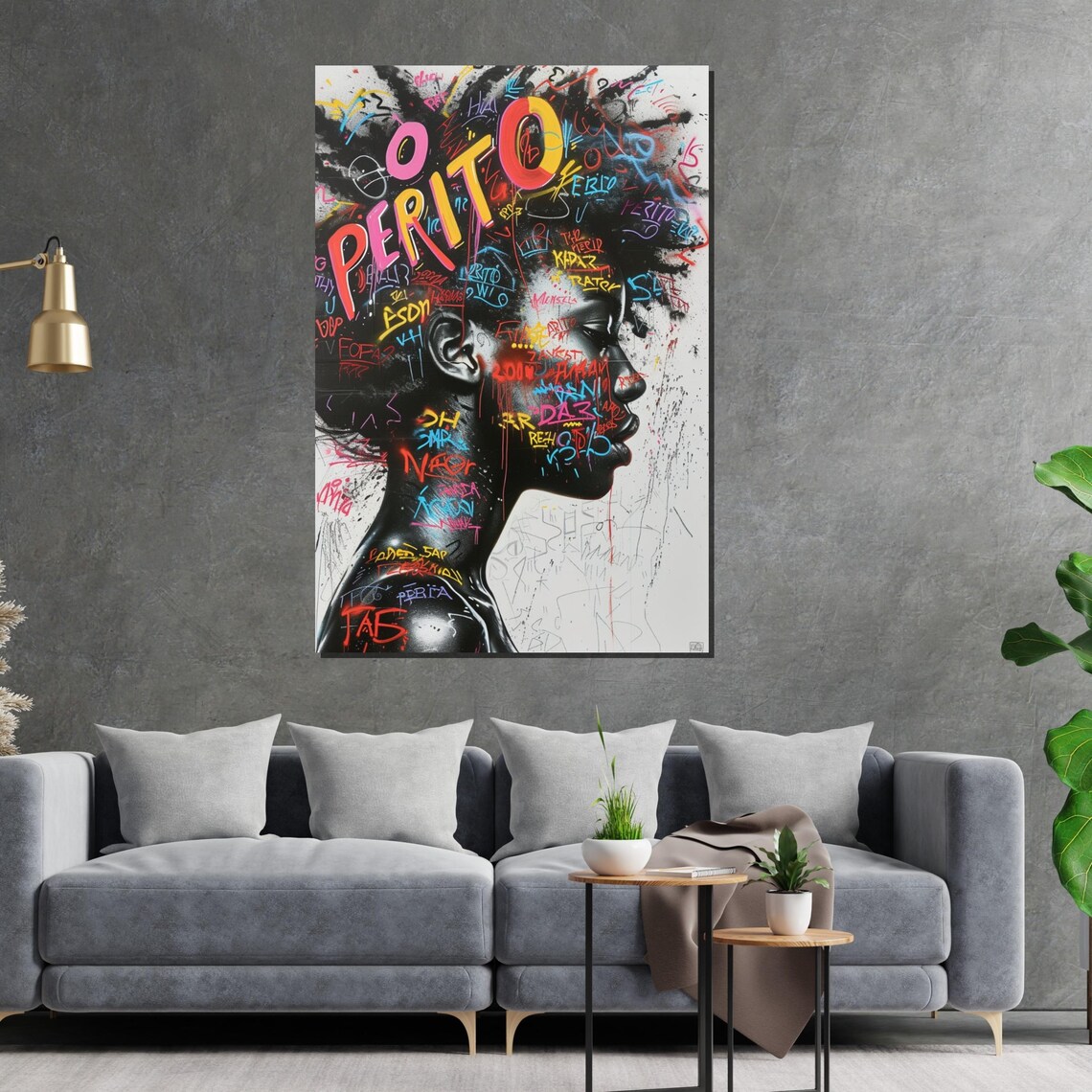 Graffiti Neon Woman Face Colorful Urban Street Art Portrait Poster - Image 2