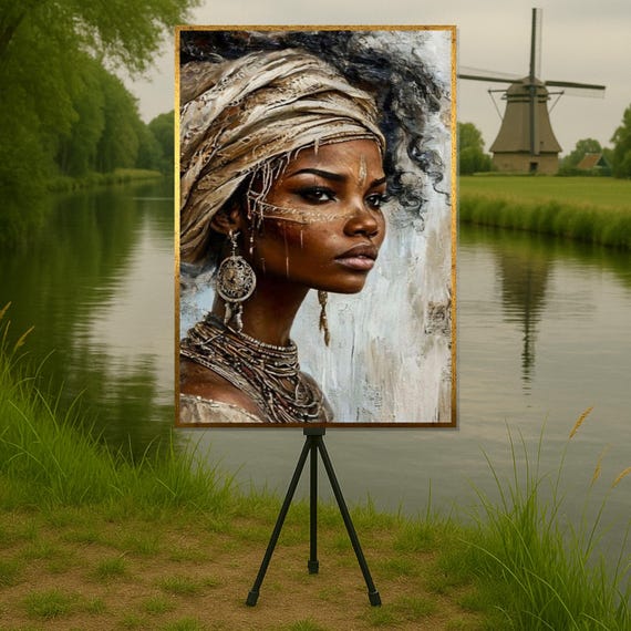 Tribal Elegance Canvas African Beauty Wall Art Ethnic Portrait Print Design Ready To Hang Decoration
