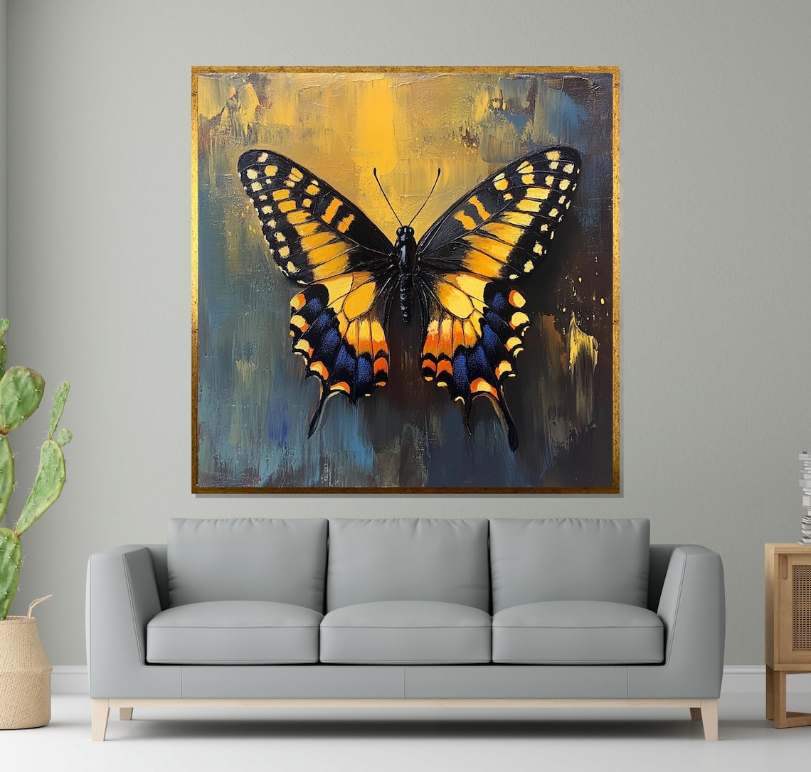 Yellow And Black Butterfly Art Print, Nature Art