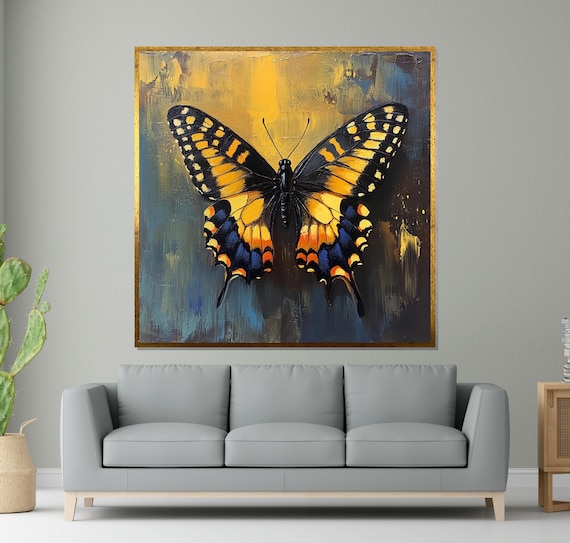 Yellow And Black Butterfly Art Print, Nature Art