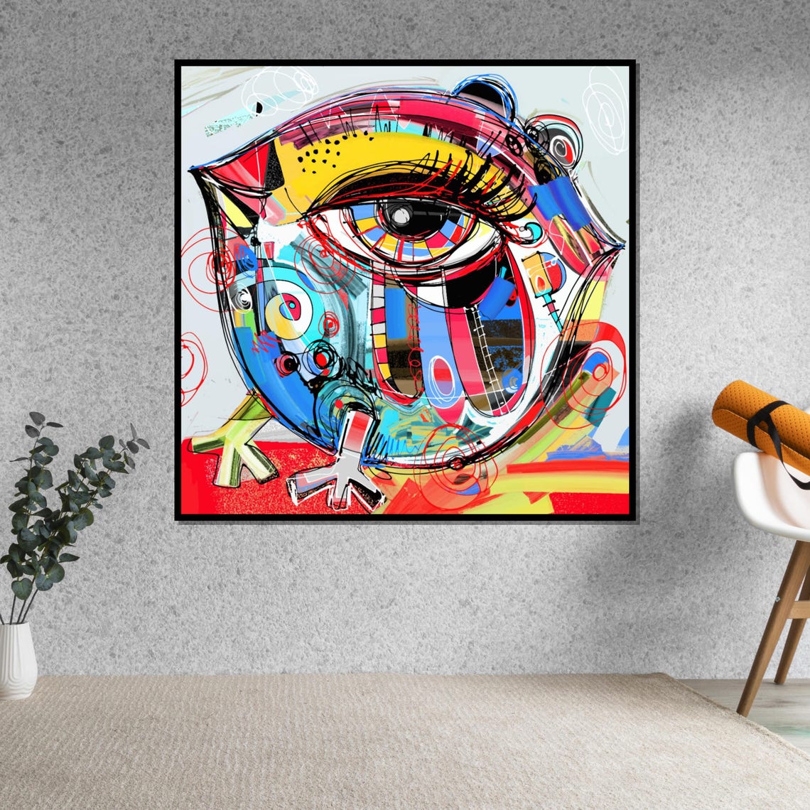 Colorful Abstract Owl Big Eye Pop Art Doodle Fun Style Wall Art - Image 5