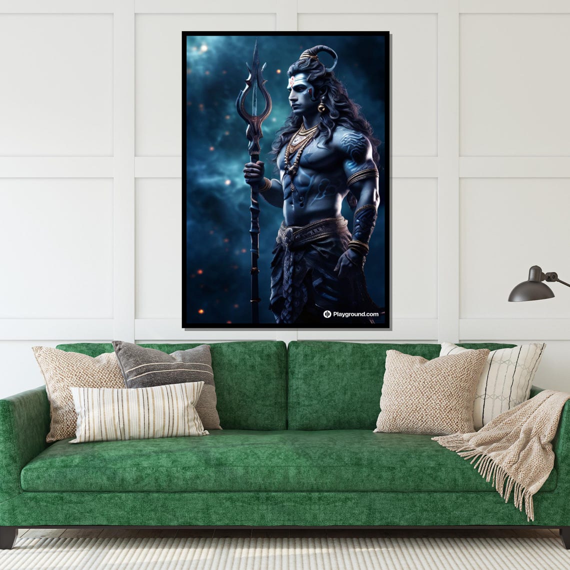 Lord Shiva Standing Trident Cosmic Night Blue Divine Art Poster - Image 5