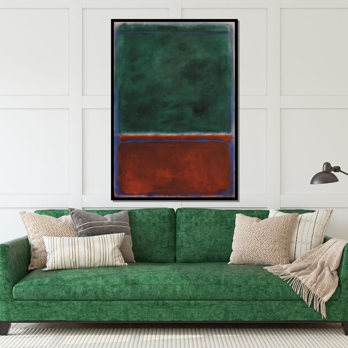 Emerald Green and Red Color Block Abstract Modern Art Poster - Image 5