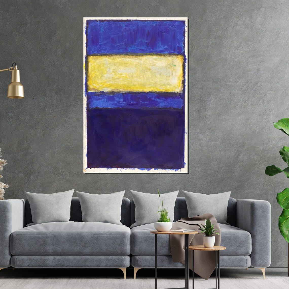 Blue and Yellow Color Field Abstract Art Poster for Living Room - Image 2