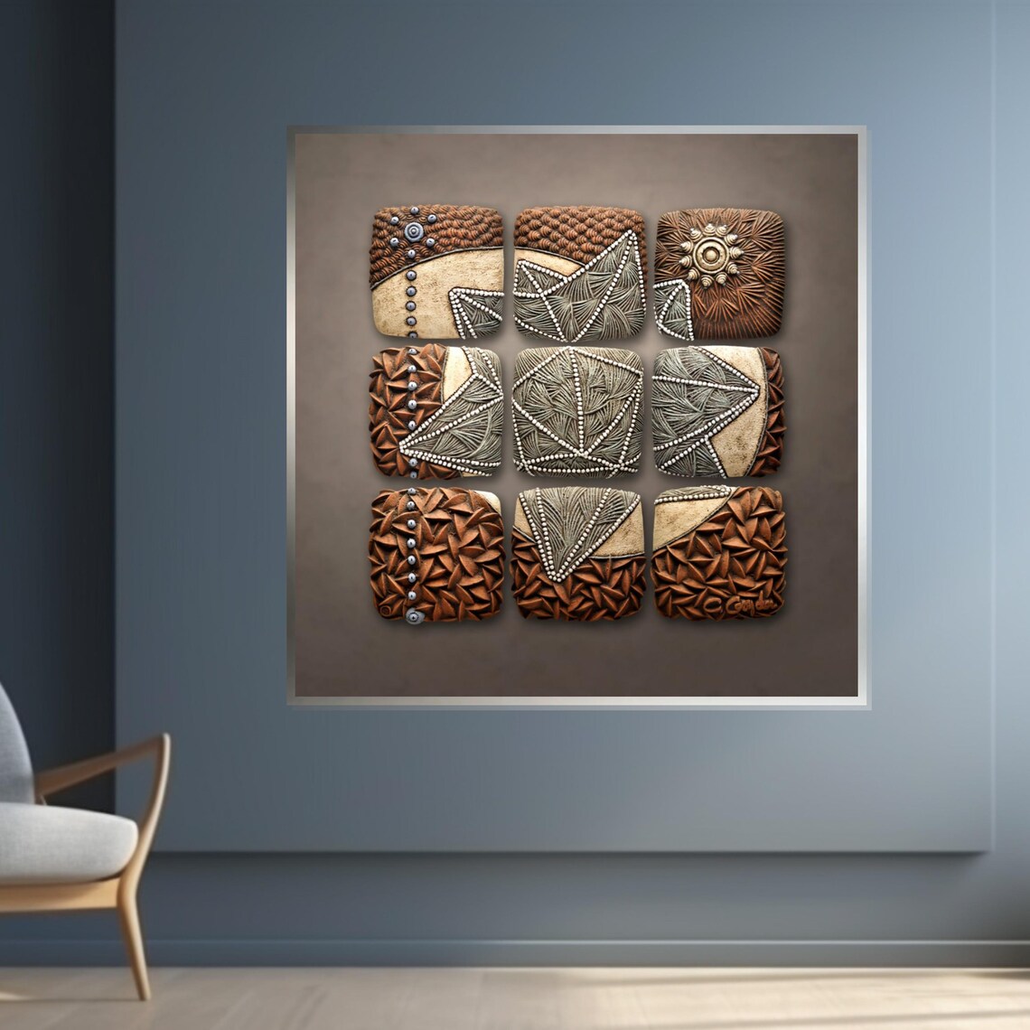 Geometric Texture Wall Art Tribal Pattern Ethnic Design Wall Art Design Ready To Hang Decoration Modern Home Decor - Image 4