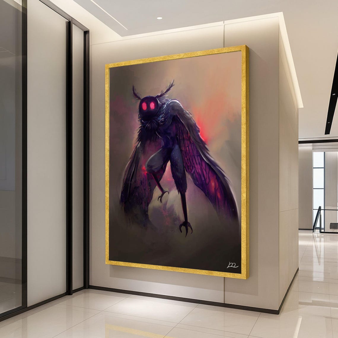 Dark Moth Monster Fantasy Creature Gothic Horror Night Wall Art