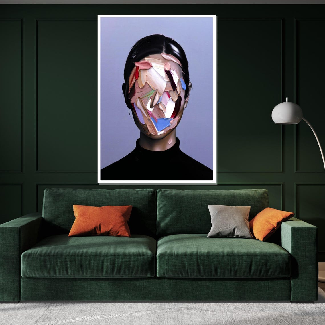 Woman Face Covered In Colorful Paint Strokes Abstract Portrait Poster - Image 3
