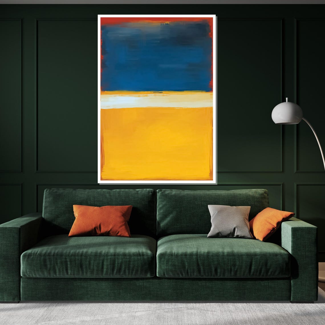 Vivid Abstract Sunset Horizon Deep Blue Yellow Art Block Poster - Image 3