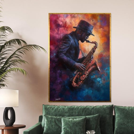 Saxophone Jazz Sax Player Wall Art Musician Art Wall Art Design Ready To Hang Decoration