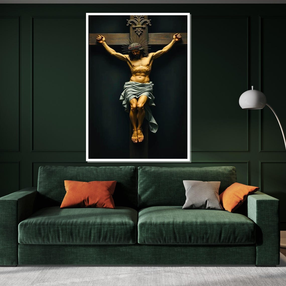 Christ On The Cross Baroque Crucifixion Dark Religious Wall Art - Image 3