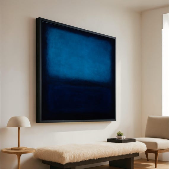 Mark Rothko Style 1960 Deep Blue Canvas Abstract Color Field Wall Art Modern And Navy Contemporary Print Ready To Hang