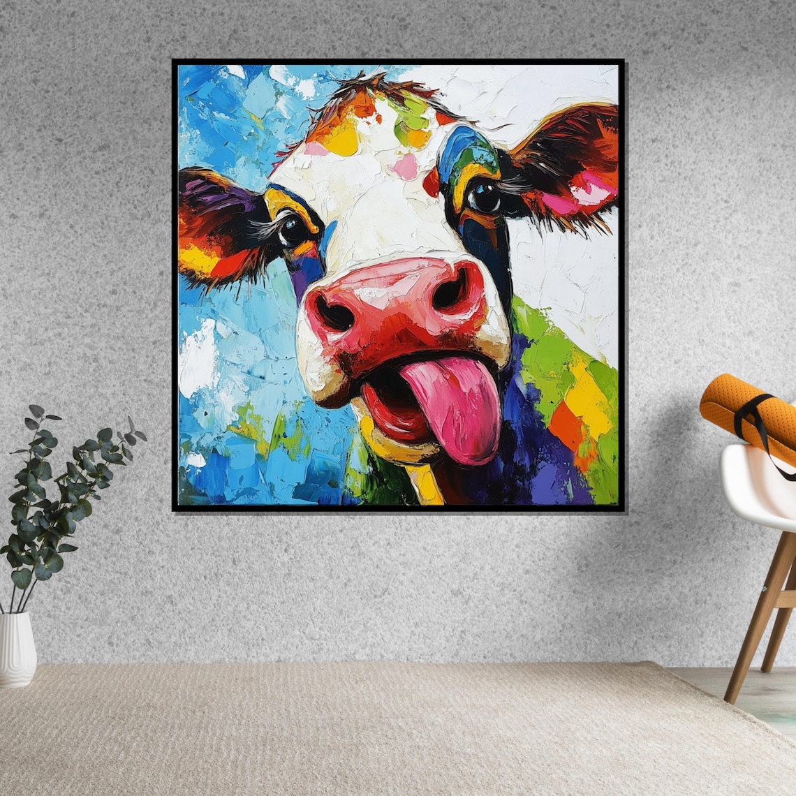 Colorful Cow Art, Whimsical Farm Animal Print - Image 5