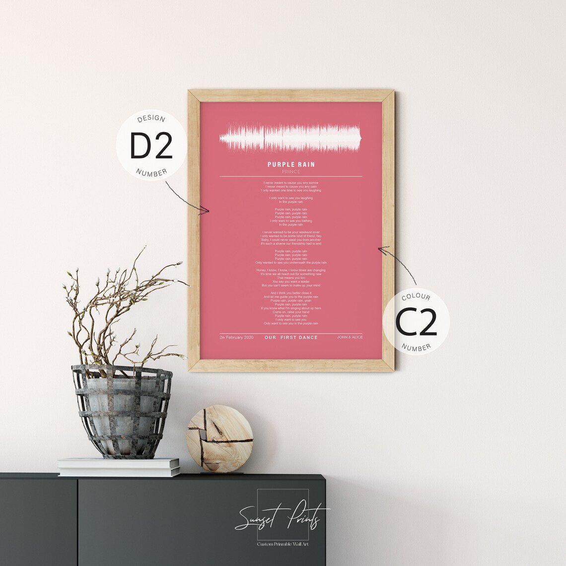 Prince Purple Rain Soundwave Song Lyrics Teal Custom Special Song Poster - Image 4
