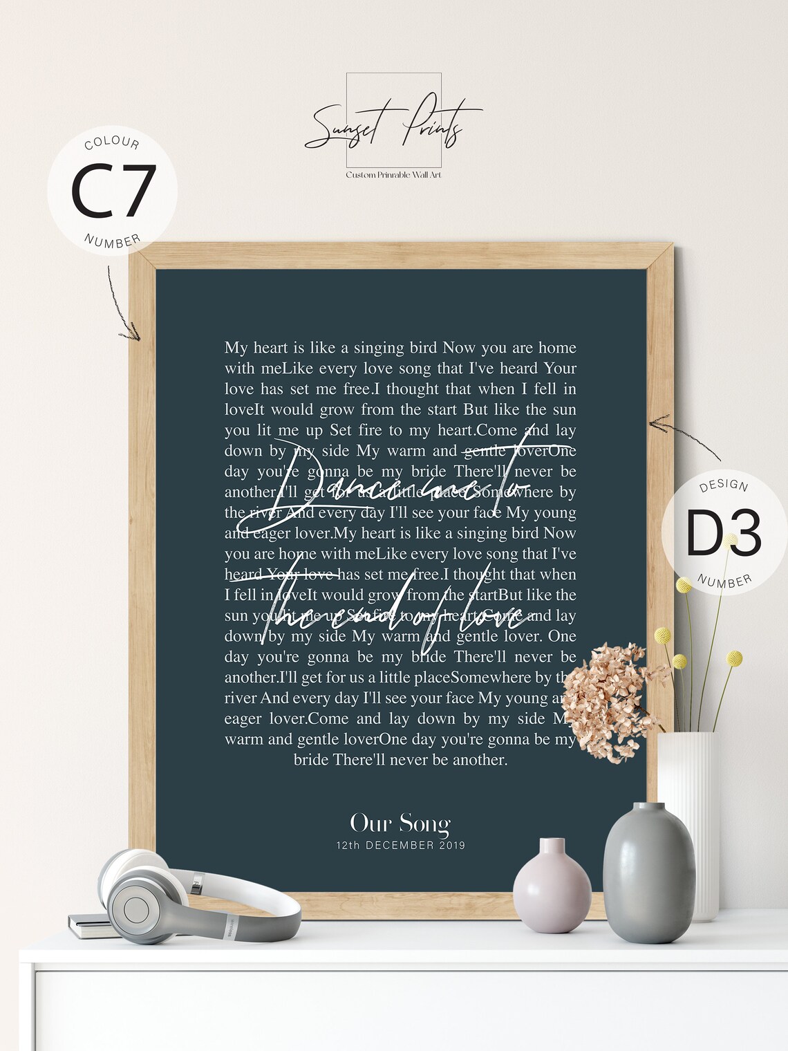 Custom First Dance Wedding Poem Art Personalized Song Lyrics Anniversary Poster - Image 3