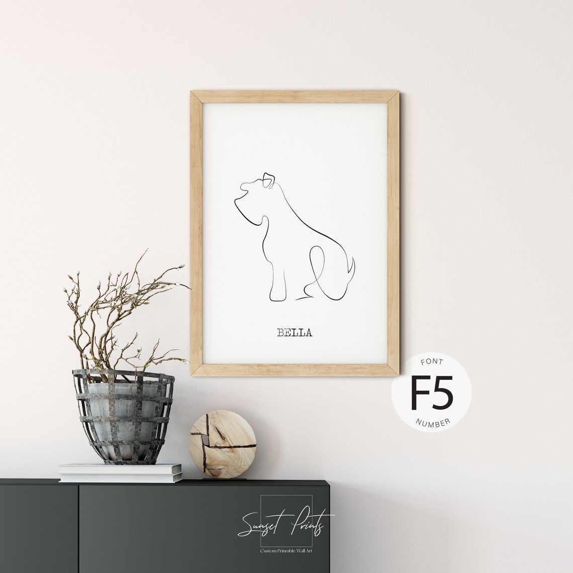 Schnauzer Dog One Line Drawing Custom Pet Name Minimalist Wall Poster - Image 2