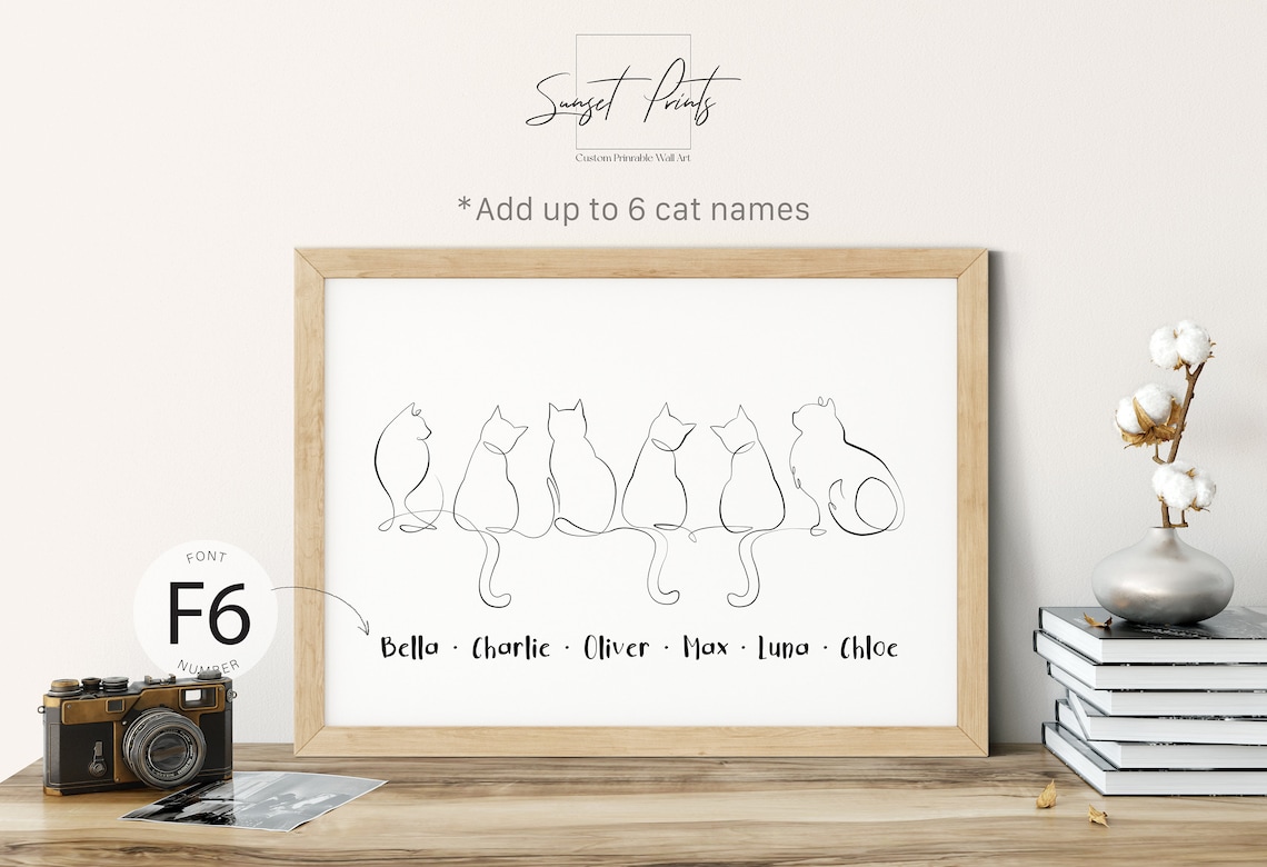 Personalised Cats Line Art Poster, Custom Pet Gift - Image 5