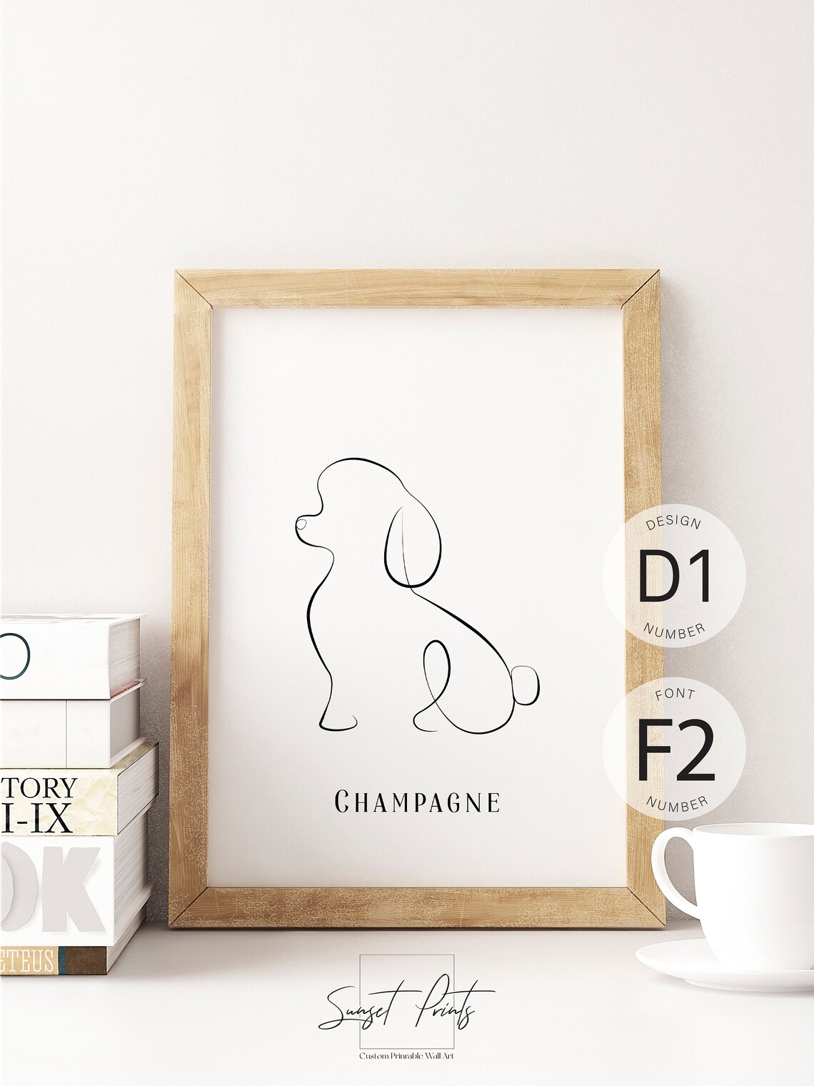 Customisable Poodle Line Drawing, Elegant Dog Poster - Image 3