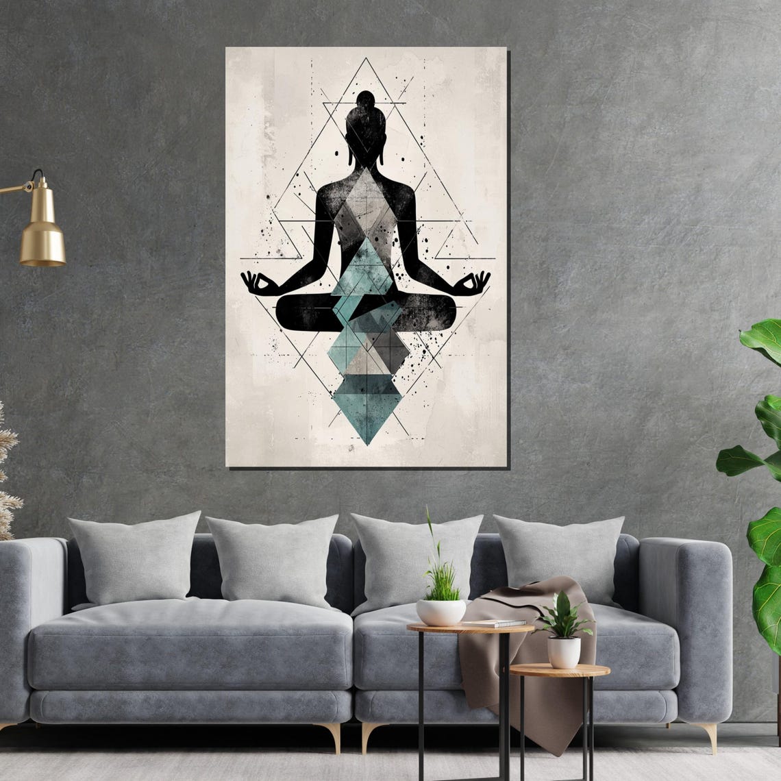 Sacred Geometry Meditating Buddha Minimalist Modern Zen Art Poster - Image 2