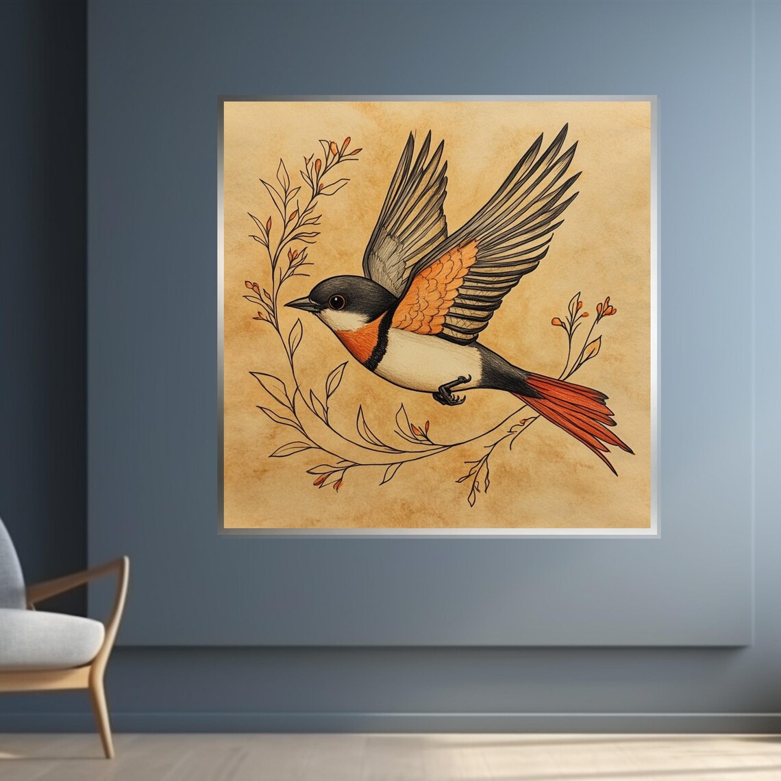 Vintage Bird Illustration On Parchment Classic Nature Art Print - Image 4