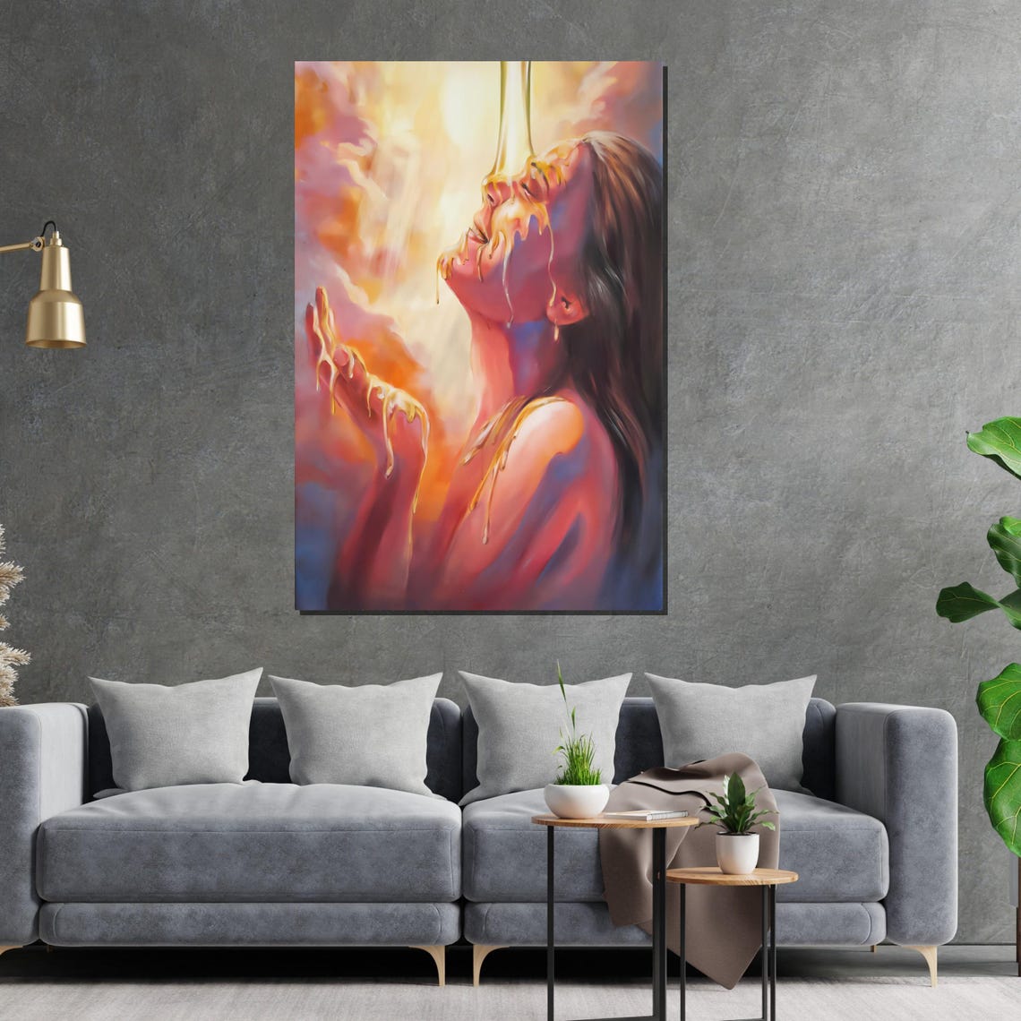 Woman Bathed In Golden Light Blissful Glow Heavenly Spiritual Poster - Image 2