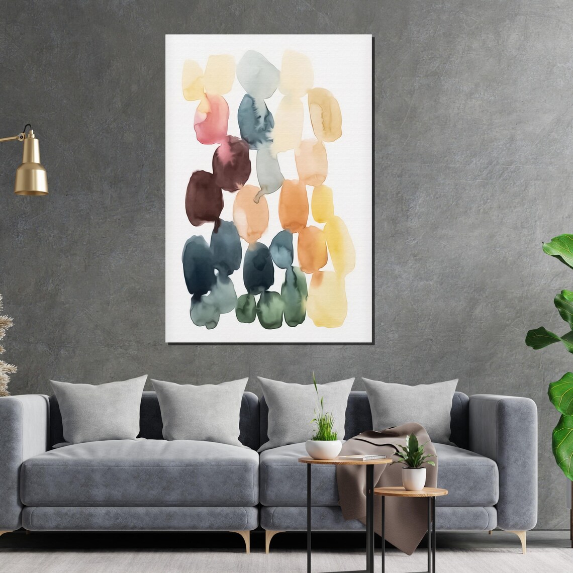Soft Watercolor Color Blocks Muted Rainbow Modern Art Poster - Image 2